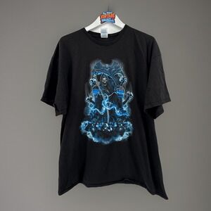 Grim Reaper Skull Graphic T-Shirt 2XL Black Blue Delta Pro Weight Cotton Tee